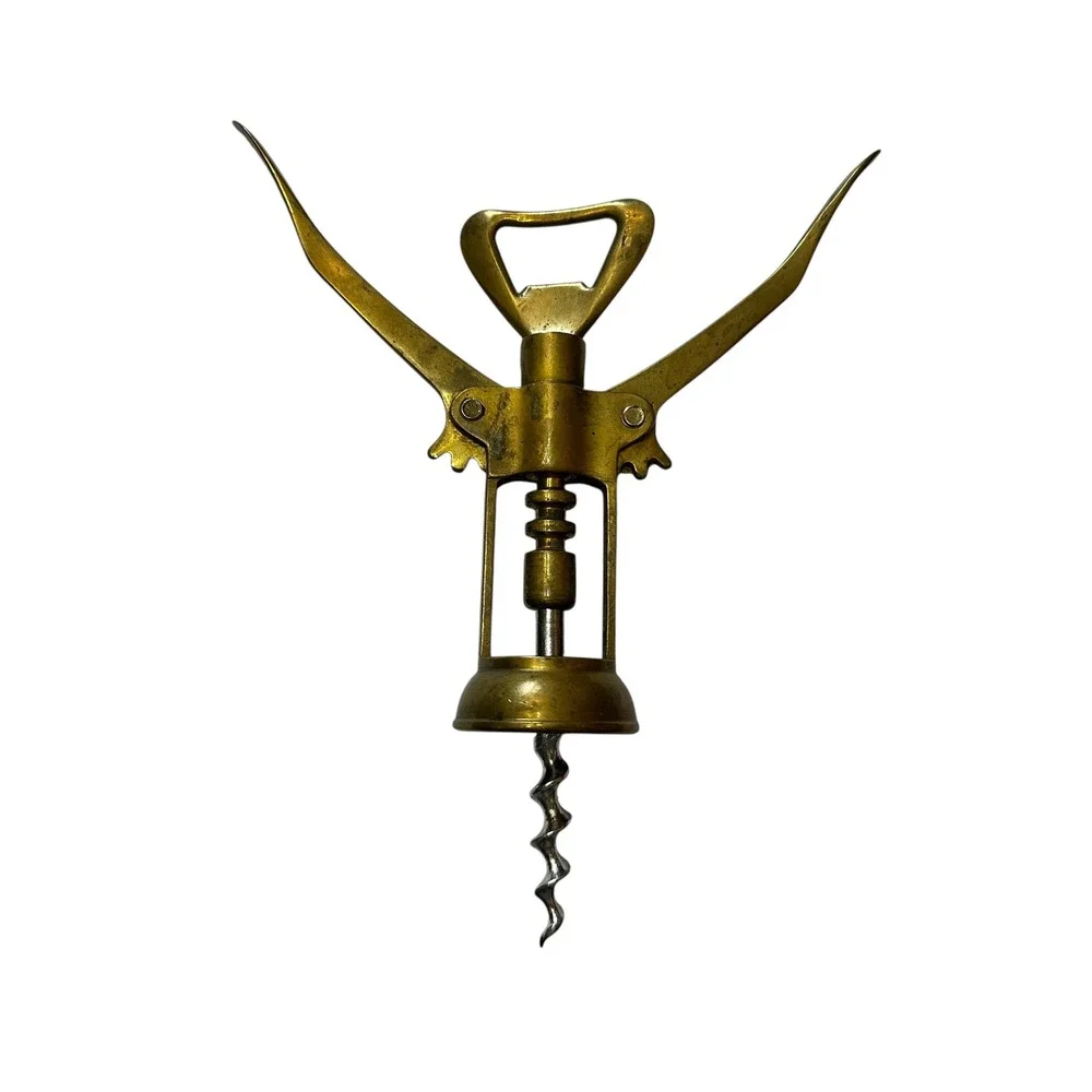Vintage Brass Wing Corkscrew Wine Bottle Opener Made in Italy Mid Century‎ MCM